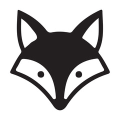 Simple Black and White Fox Head Icon Graphic Illustration