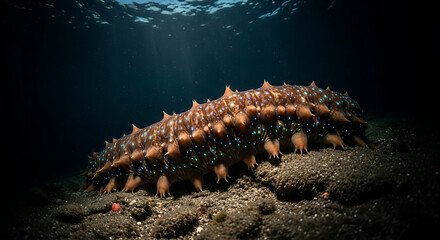 Sea cucumber on ocean floor