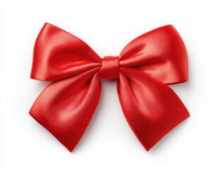 Close-up of a Large Red Satin Bow with Elegant Loop and Tails on