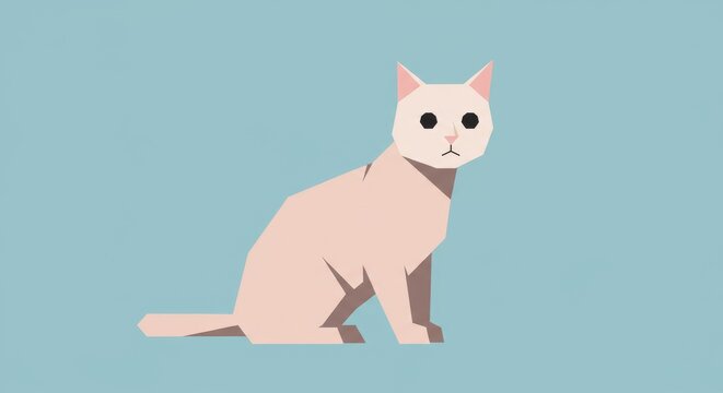 Cat Vector Illustration in Minimalist Pastel Style