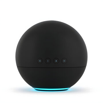 Black amazon echo dot smart speaker with blue light ring