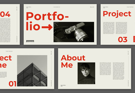 Minimal Portfolio Layout with Red Accent