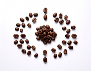 Naklejka premium Coffee Bean Circle - Aromatic Roasted Beans on White Background.