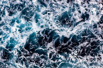 Ocean water texture. Top view of enchanting water with foam. Can be used in covers, packaging, posters, textures, cards, art and design projects. Creative vector illustration.