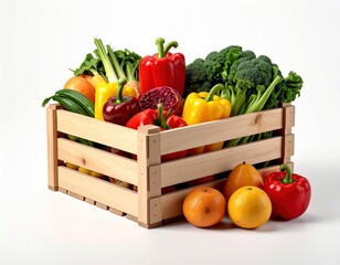 Fresh Vegetables in a Wooden Crate - A Colorful Harvest.