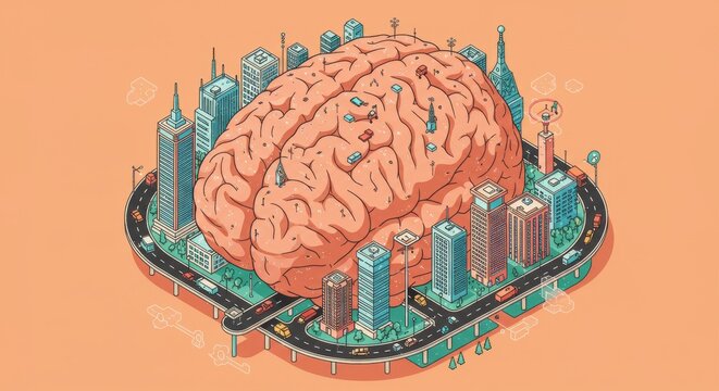 Vector Brain Designed as a City Map Concept - Powered by Adobe