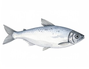 Fototapeta premium Illustration of a Pacific Herring - A Silver Fish with a Streamlined Body.