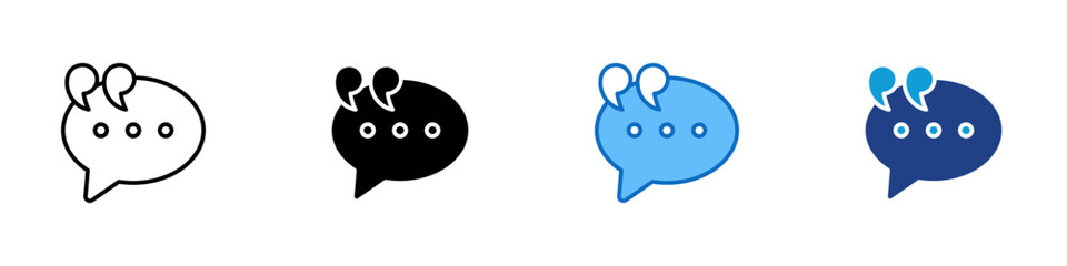 Chat Quote Multiple Style Icon Design Vector - Speech bubble with quotation marks, symbolizing conversation, testimonial, and communication