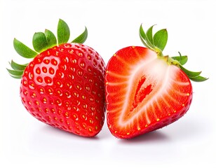 Fresh Strawberries - A Close-Up of Whole and Halved Fruit.