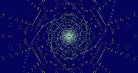 Abstract geometric pattern with blue background and bright accents