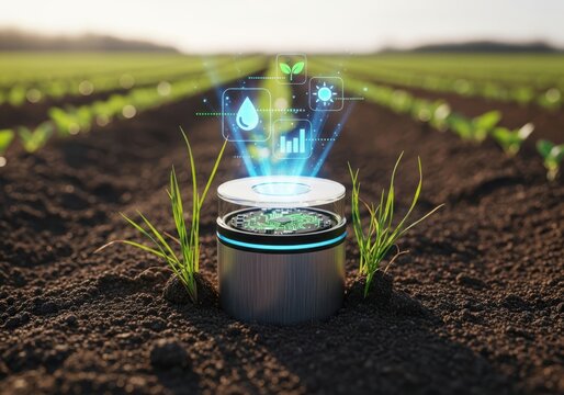 Smart farming technology with sensor monitoring crop health and environment