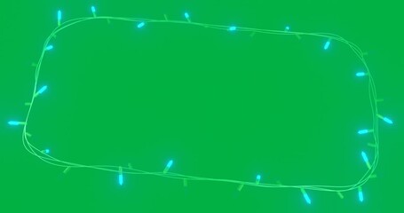 Animation of frame with flickering christmas fairy lights on transparent background