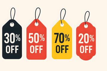 discount price tags set 30 50 70 percent off