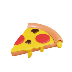 Cartoon Pizza Slice with Pepperoni and Mushrooms on Transparent Background Delicious Italian Food