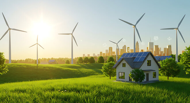 Earth Day concept with energy saving, eco friendly green environment and sustainability idea.