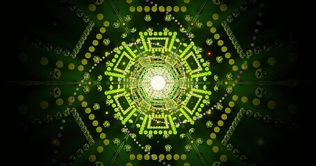 Vibrant geometric pattern in shades of green with bright center