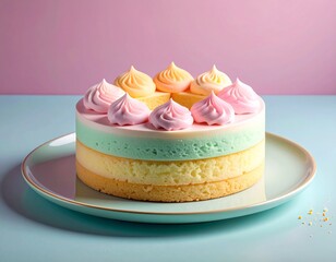 Steamed Sponge Cake in Pastel Colors