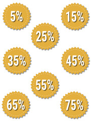 price off percentage tags set promo sale vector 5% to 85%