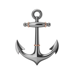 Polished Silver Anchor With Rose Gold Rings On Black Background nautical maritime
