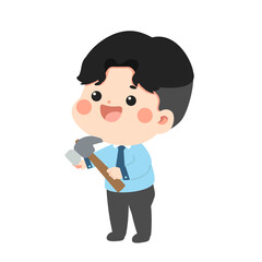 Illustration of Man Holding hammer