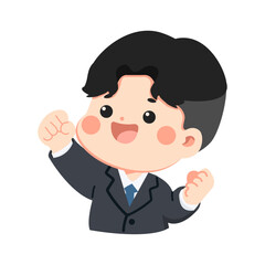 Cartoon Illustration of a Boy Celebrating Success