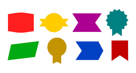 Colorful Ribbon and Banner Geometric Shape Set – Flat Design Asset Pack for Labels, Tags, Badges, and Decorative Graphic Elements