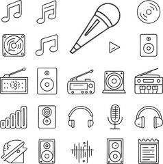 Audio and Sound Line Icons Collection