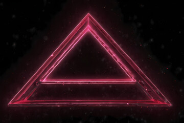 Obraz premium Neon pink laser lines creating a triangle shape in space.