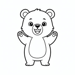 Obraz premium Happy cartoon bear waving arms line art design