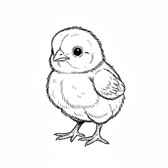 Obraz premium Cute little baby chick standing coloring page