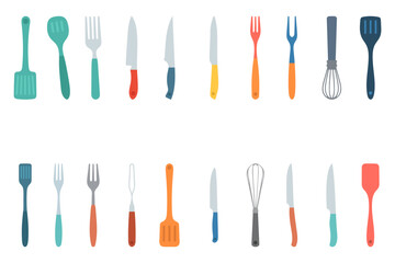 Colorful Kitchen Utensils Illustration Set