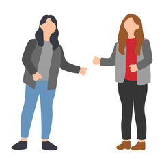 Two Business Women Standing and Talking Illustration