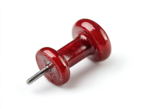 Close-up of a red pushpin with a metal pin on a