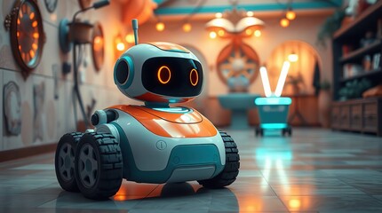 Robot in Cozy Home Interior.