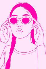 Young Woman Adjusting Her Glasses