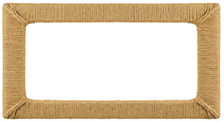 Rectangle jute rope frame isolated PNG with Transparent Background