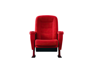 Single red cinema seat, front view