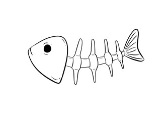 fish bone digital illustration drawing isolated