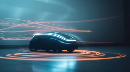 Obraz premium Autonomous EV with futuristic speed, and night.