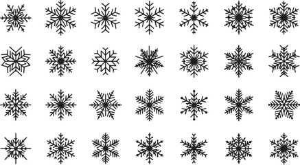 Collection of snowflake icons vector illustration in minimalist style perfect for winter holiday designs and seasonal promotions