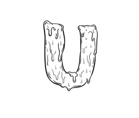 u letter slime style digital illustration drawing isolated