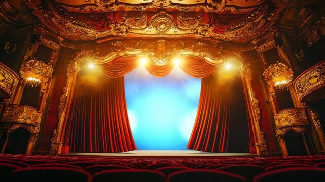 Classic opera theater with red curtains
