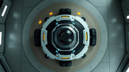 Futuristic Robot in Space Station. (1)