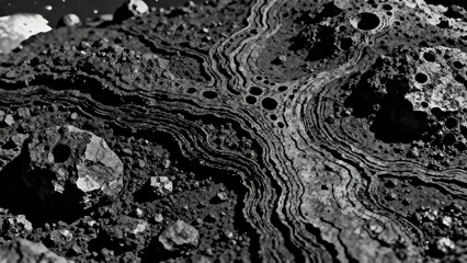 Black and white planet surface