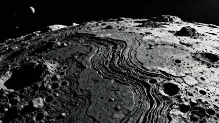 Black and white planet surface