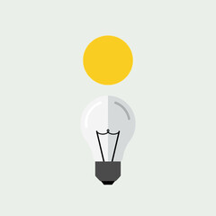Light bulb with a sun above on a light background.