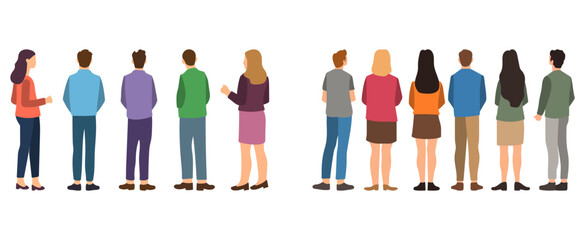 Diverse Group of People from Behind View Illustration