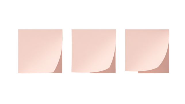 Three light peach-colored squares, framed by a black border, with slightly different shading/texture