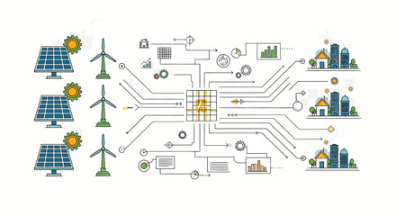 Obraz premium Smart Grid Technology for Sustainable Energy Solutions and Agricultural Innovation
