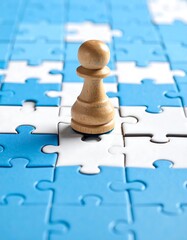 Chess Piece on Jigsaw Puzzle.